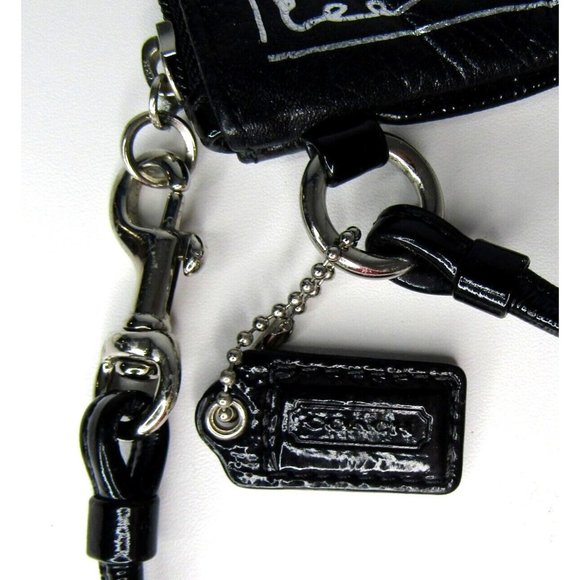 Vintage Coach Poppy Black And Silver Wristlet Purse 6" - Picture 6 of 12